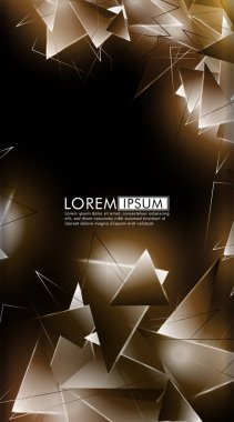 Dikey üçgen arka plan. 3b üçgenlerin soyut kompozisyonu. Modern geometrik arka planlar siyah izole