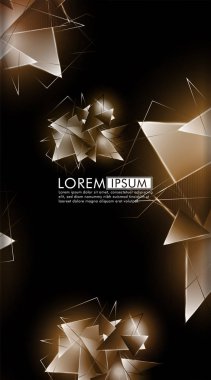 Dikey üçgen arka plan. 3b üçgenlerin soyut kompozisyonu. Modern geometrik arka planlar siyah izole