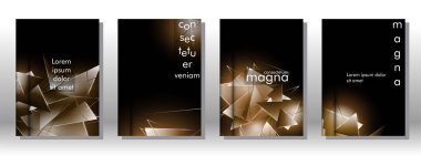 kitap ışık Üçgen arka plan kapağı ayarlayın. 3b üçgenlerin soyut kompozisyonu. Modern geometrik arka planlar siyah izole