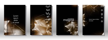 kitap ışık Üçgen arka plan kapağı ayarlayın. 3b üçgenlerin soyut kompozisyonu. Modern geometrik arka planlar siyah izole