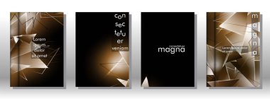 kitap ışık Üçgen arka plan kapağı ayarlayın. 3b üçgenlerin soyut kompozisyonu. Modern geometrik arka planlar siyah izole