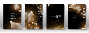 kitap ışık Üçgen arka plan kapağı ayarlayın. 3b üçgenlerin soyut kompozisyonu. Modern geometrik arka planlar siyah izole