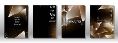 kitap ışık Üçgen arka plan kapağı ayarlayın. 3b üçgenlerin soyut kompozisyonu. Modern geometrik arka planlar siyah izole