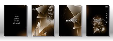 kitap ışık Üçgen arka plan kapağı ayarlayın. 3b üçgenlerin soyut kompozisyonu. Modern geometrik arka planlar siyah izole