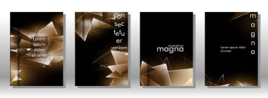 kitap ışık Üçgen arka plan kapağı ayarlayın. 3b üçgenlerin soyut kompozisyonu. Modern geometrik arka planlar siyah izole