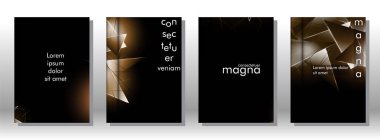 kitap ışık Üçgen arka plan kapağı ayarlayın. 3b üçgenlerin soyut kompozisyonu. Modern geometrik arka planlar siyah izole