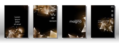 kitap ışık Üçgen arka plan kapağı ayarlayın. 3b üçgenlerin soyut kompozisyonu. Modern geometrik arka planlar siyah izole