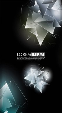 Dikey üçgen arka plan. 3b üçgenlerin soyut kompozisyonu. Modern geometrik arka planlar siyah izole