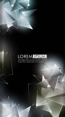 Dikey üçgen arka plan. 3b üçgenlerin soyut kompozisyonu. Modern geometrik arka planlar siyah izole