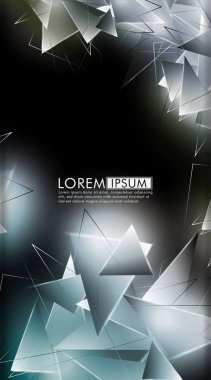 Dikey üçgen arka plan. 3b üçgenlerin soyut kompozisyonu. Modern geometrik arka planlar siyah izole