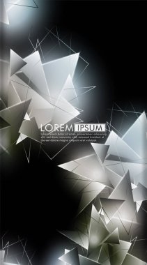 Dikey üçgen arka plan. 3b üçgenlerin soyut kompozisyonu. Modern geometrik arka planlar siyah izole