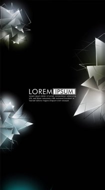 Dikey üçgen arka plan. 3b üçgenlerin soyut kompozisyonu. Modern geometrik arka planlar siyah izole