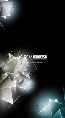 Dikey üçgen arka plan. 3b üçgenlerin soyut kompozisyonu. Modern geometrik arka planlar siyah izole