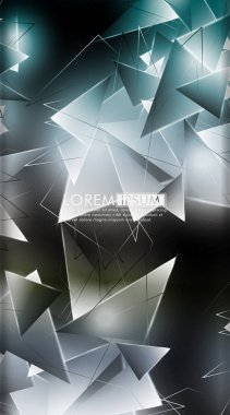 Dikey üçgen arka plan. 3b üçgenlerin soyut kompozisyonu. Modern geometrik arka planlar siyah izole