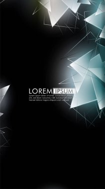 Dikey üçgen arka plan. 3b üçgenlerin soyut kompozisyonu. Modern geometrik arka planlar siyah izole