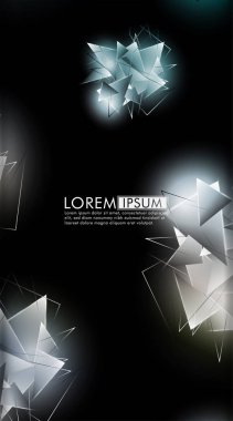 Dikey üçgen arka plan. 3b üçgenlerin soyut kompozisyonu. Modern geometrik arka planlar siyah izole