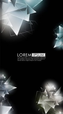 Dikey üçgen arka plan. 3b üçgenlerin soyut kompozisyonu. Modern geometrik arka planlar siyah izole