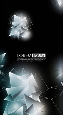 Dikey üçgen arka plan. 3b üçgenlerin soyut kompozisyonu. Modern geometrik arka planlar siyah izole