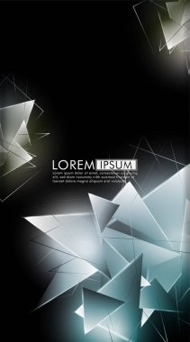 Dikey üçgen arka plan. 3b üçgenlerin soyut kompozisyonu. Modern geometrik arka planlar siyah izole