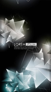 Dikey üçgen arka plan. 3b üçgenlerin soyut kompozisyonu. Modern geometrik arka planlar siyah izole