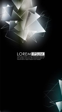 Dikey üçgen arka plan. 3b üçgenlerin soyut kompozisyonu. Modern geometrik arka planlar siyah izole