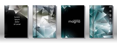 kitap ışık Üçgen arka plan kapağı ayarlayın. 3b üçgenlerin soyut kompozisyonu. Modern geometrik arka planlar siyah izole