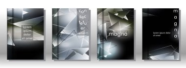 kitap ışık Üçgen arka plan kapağı ayarlayın. 3b üçgenlerin soyut kompozisyonu. Modern geometrik arka planlar siyah izole