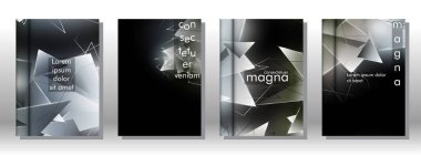 kitap ışık Üçgen arka plan kapağı ayarlayın. 3b üçgenlerin soyut kompozisyonu. Modern geometrik arka planlar siyah izole