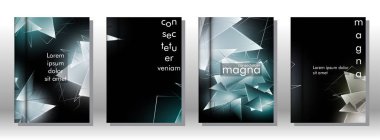 kitap ışık Üçgen arka plan kapağı ayarlayın. 3b üçgenlerin soyut kompozisyonu. Modern geometrik arka planlar siyah izole