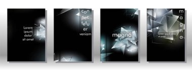 kitap ışık Üçgen arka plan kapağı ayarlayın. 3b üçgenlerin soyut kompozisyonu. Modern geometrik arka planlar siyah izole