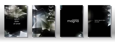 kitap ışık Üçgen arka plan kapağı ayarlayın. 3b üçgenlerin soyut kompozisyonu. Modern geometrik arka planlar siyah izole