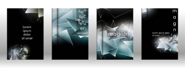 kitap ışık Üçgen arka plan kapağı ayarlayın. 3b üçgenlerin soyut kompozisyonu. Modern geometrik arka planlar siyah izole