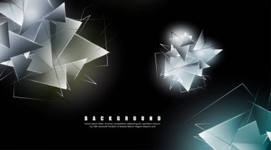 çakışan parlayan üçgenler ile soyut arka plan. izole siyah arka plan. eps 10 vektör illüstrasyon