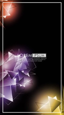 Dikey üçgen arka plan. 3b üçgenlerin soyut kompozisyonu. Modern geometrik arka planlar siyah izole