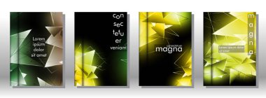 kitap ışık Üçgen arka plan kapağı ayarlayın. 3b üçgenlerin soyut kompozisyonu. Modern geometrik arka planlar siyah izole