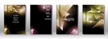 kitap ışık Üçgen arka plan kapağı ayarlayın. 3b üçgenlerin soyut kompozisyonu. Modern geometrik arka planlar siyah izole