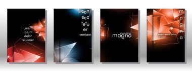 kitap ışık Üçgen arka plan kapağı ayarlayın. 3b üçgenlerin soyut kompozisyonu. Modern geometrik arka planlar siyah izole