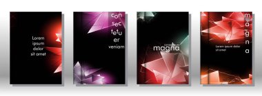 kitap ışık Üçgen arka plan kapağı ayarlayın. 3b üçgenlerin soyut kompozisyonu. Modern geometrik arka planlar siyah izole