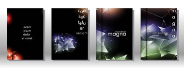 kitap ışık Üçgen arka plan kapağı ayarlayın. 3b üçgenlerin soyut kompozisyonu. Modern geometrik arka planlar siyah izole