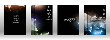 kitap ışık Üçgen arka plan kapağı ayarlayın. 3b üçgenlerin soyut kompozisyonu. Modern geometrik arka planlar siyah izole