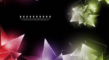 çakışan parlayan üçgenler ile soyut arka plan. izole siyah arka plan. eps 10 vektör illüstrasyon