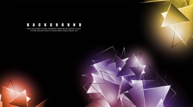 çakışan parlayan üçgenler ile soyut arka plan. izole siyah arka plan. eps 10 vektör illüstrasyon