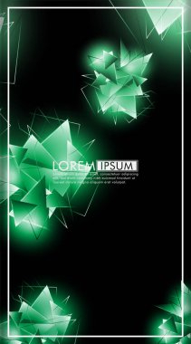 dikey üçgen arka plan. 3b üçgenlerin soyut kompozisyonu. Modern geometrik yeşil yalıtımlı siyah arka plan