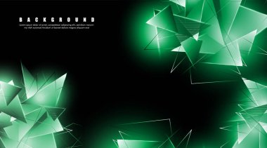 çakışan parlayan yeşil üçgenler ile soyut arka plan. izole siyah arka plan. eps 10 vektör illüstrasyon