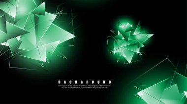 çakışan parlayan yeşil üçgenler ile soyut arka plan. izole siyah arka plan. eps 10 vektör illüstrasyon