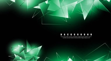 çakışan parlayan yeşil üçgenler ile soyut arka plan. izole siyah arka plan. eps 10 vektör illüstrasyon