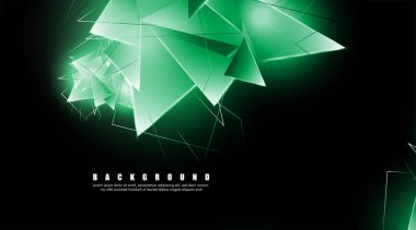 çakışan parlayan yeşil üçgenler ile soyut arka plan. izole siyah arka plan. eps 10 vektör illüstrasyon