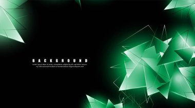 çakışan parlayan yeşil üçgenler ile soyut arka plan. izole siyah arka plan. eps 10 vektör illüstrasyon