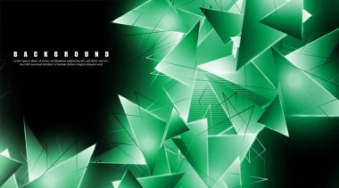 çakışan parlayan yeşil üçgenler ile soyut arka plan. izole siyah arka plan. eps 10 vektör illüstrasyon