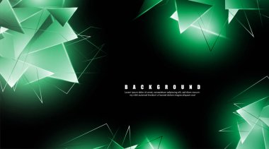 çakışan parlayan yeşil üçgenler ile soyut arka plan. izole siyah arka plan. eps 10 vektör illüstrasyon